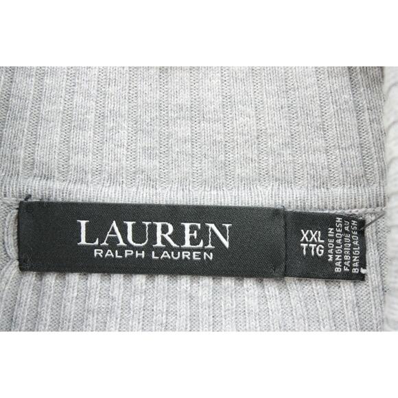 Lauren Ralph Lauren Turtleneck Sweater Women's XXL Gray Ribbed Knit LRL Logo - Picture 3 of 6
